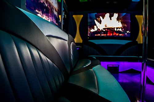 Inside one of our Plano, TX, party bus